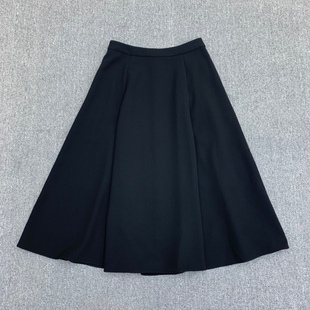 Th经典 醋酯纤维混纺高腰伞形半身裙O0205301百搭显瘦小黑裙 女装