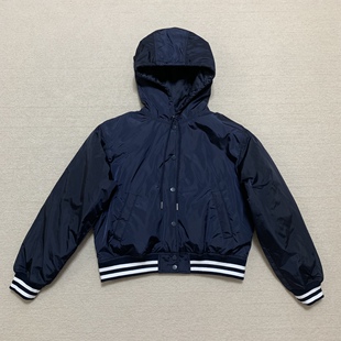 Th同款棒球服白鸭绒连帽休闲宽松短款羽绒服轻薄型女N0707403