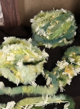 Dengd山茶茉莉手混线绿色毛线团