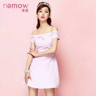 显瘦平肩连衣裙A5K156 简约修身 拿美南梦夏装 专柜新款