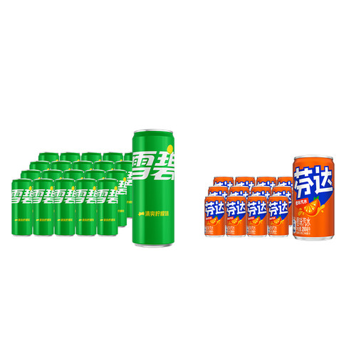 雪碧20罐+芬达12罐汽水组合装