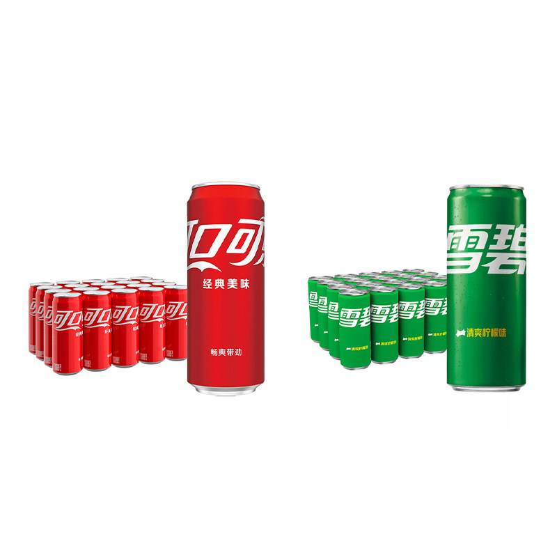 【百亿补贴】可口可乐碳酸饮料汽水330ml*20罐*2箱雪碧芬达组合装
