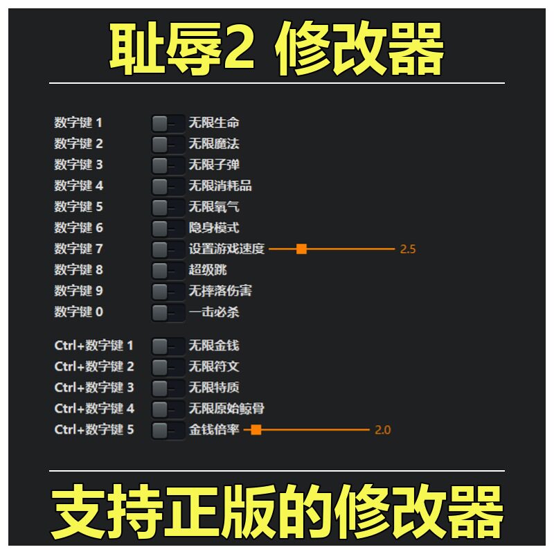 非游戏 支持正版 《耻辱2》Dishonored 2 修改器 可包更新