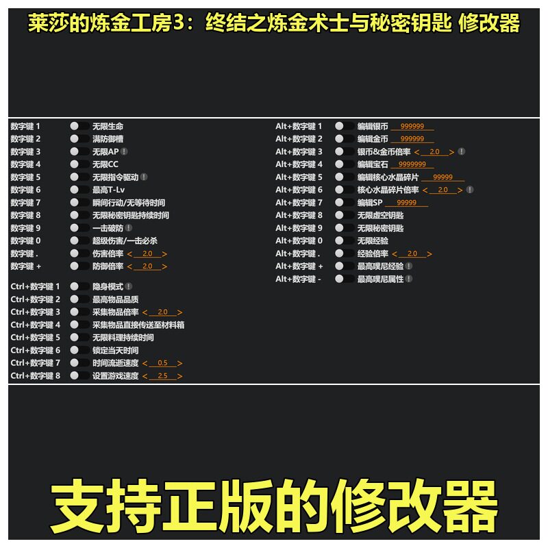 非游戏 支持正版 《莱莎的炼金工房3：终结之炼》修改器 可包更新