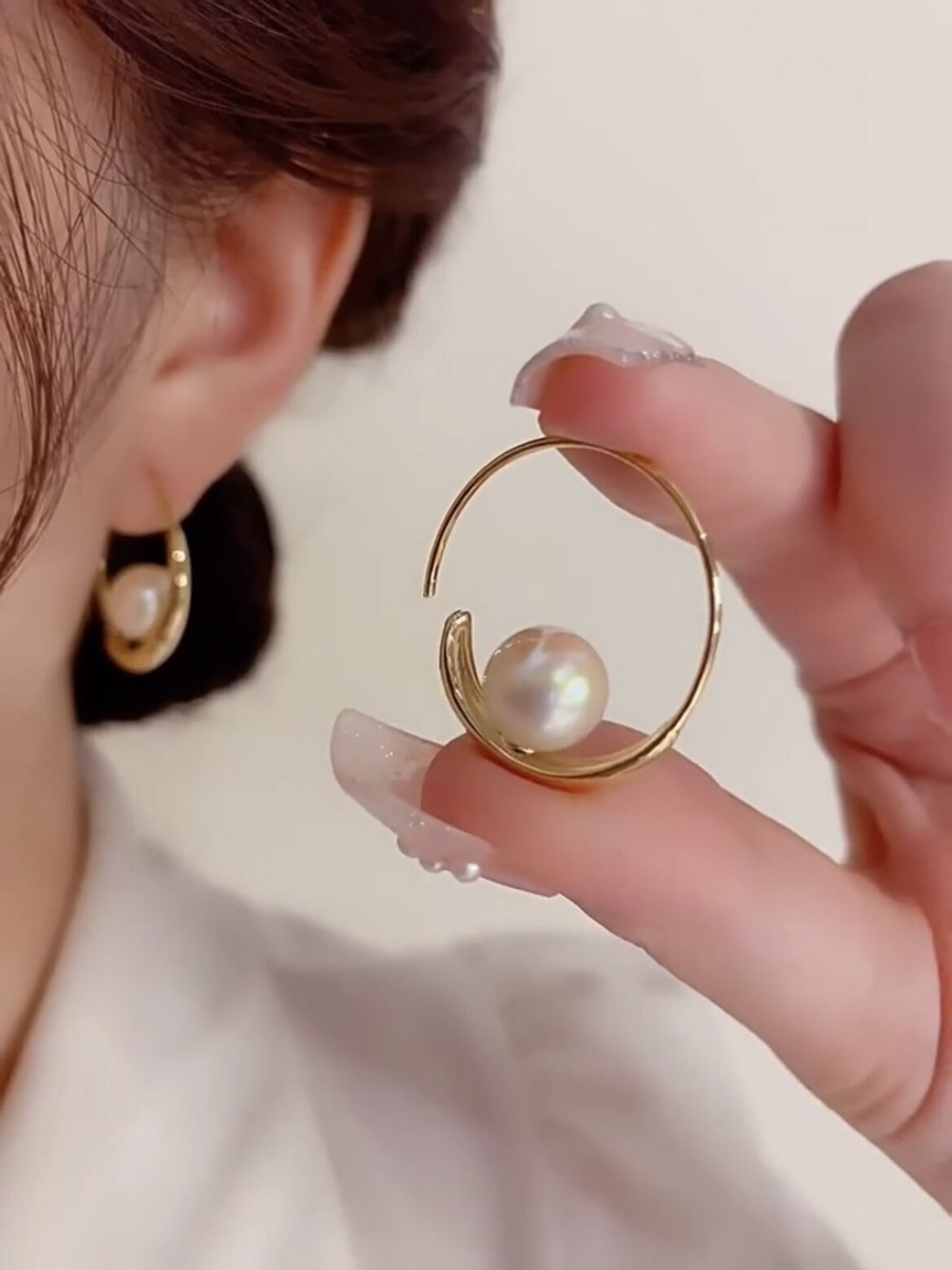 法式轻奢高级感简约珠耳圈女气质小众设计感时尚复古金属圈圈耳环,饰品/流行首饰/时尚饰品新,耳环,淘宝优惠券,粉丝福利购,淘宝优惠卷