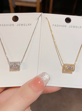 秋冬新款气质时尚百搭超闪满钻小蛮腰吊坠项链个性轻奢高级感配饰