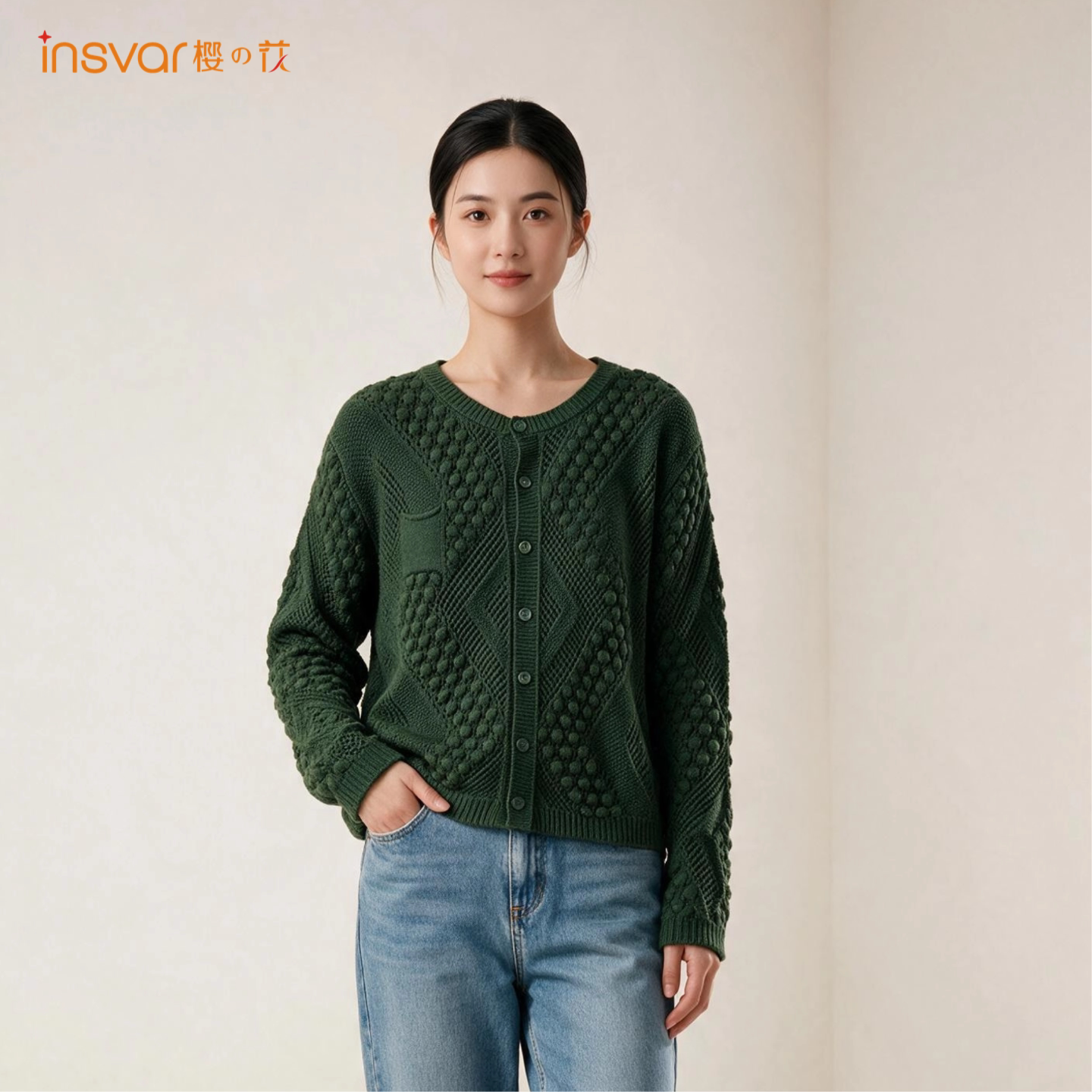 INSVAR法式慵懒镂空针织毛衣女