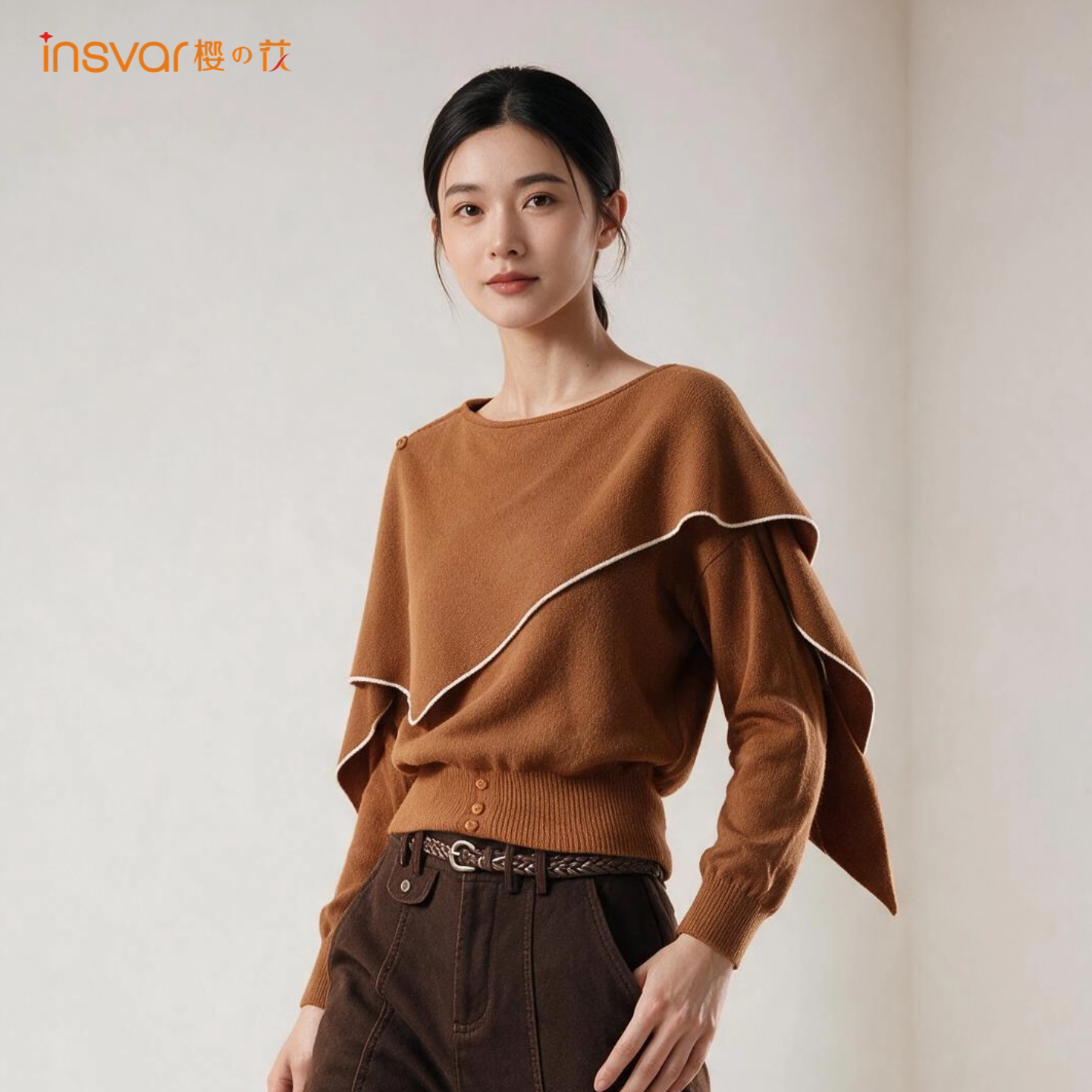 INSVAR法式不规则披肩毛衣女