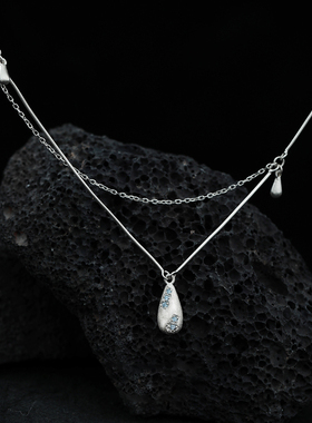 禾派 拉丝水滴项链原创纯银S925冷淡轻奢简约高级感链子小众