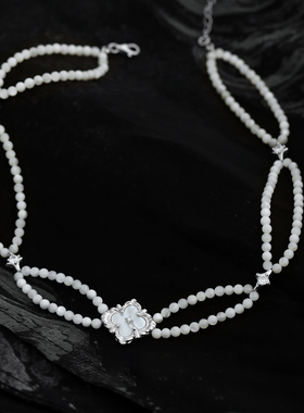 禾派 白贝四叶草双层项链S925纯银小众高级感气质百搭项链