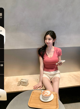 【曼妙神Tee】韩女鹅蛋领 胸大腰细显瘦修身弹力百搭短袖t