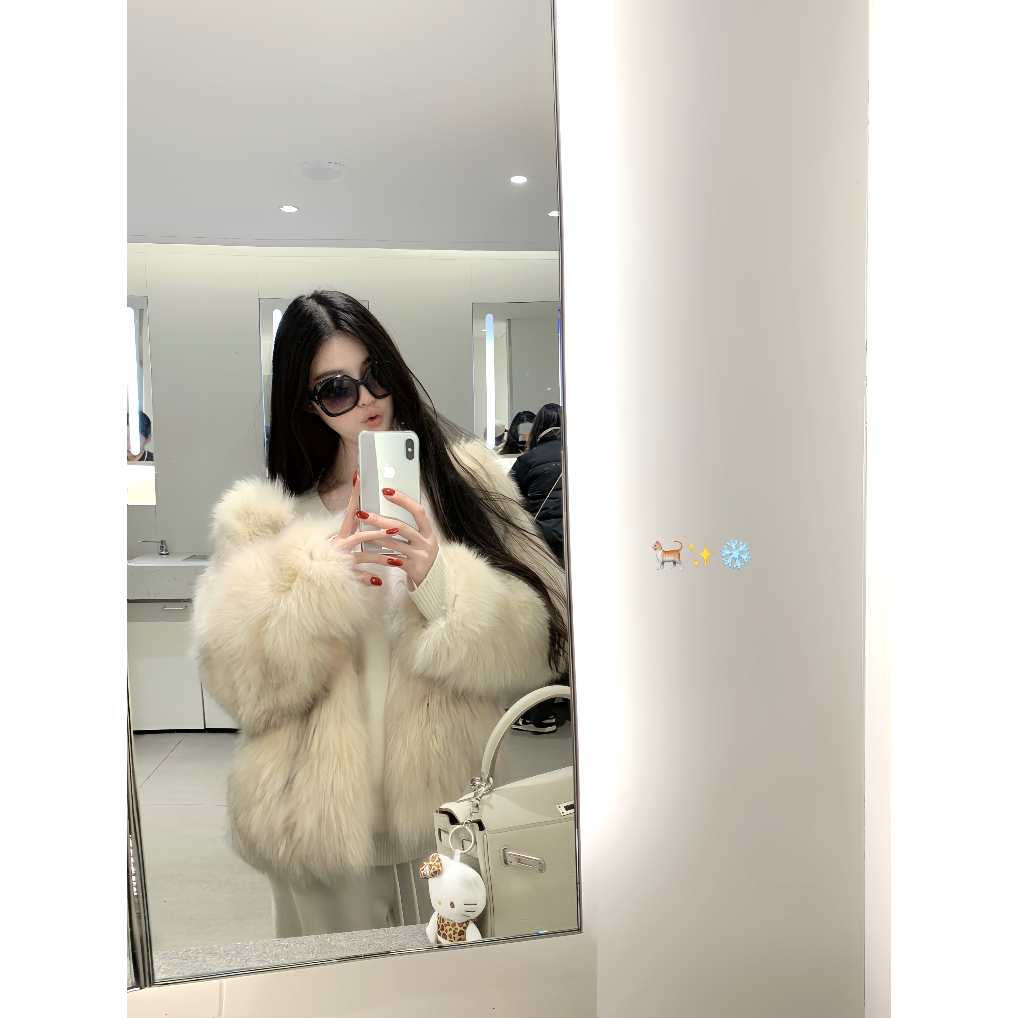 POET WONG【流光羽】双色渐染进口Saga级白狐腹毛定染中长款皮草