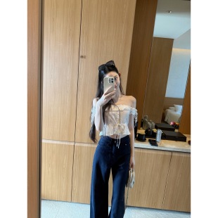 百分百纯棉松弛质感直筒百搭高级感牛仔裤 显瘦窄板 直腿原牛