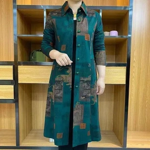 外套显瘦女大码大衣风衣中老年2025修身秋季新款妈妈装中长款