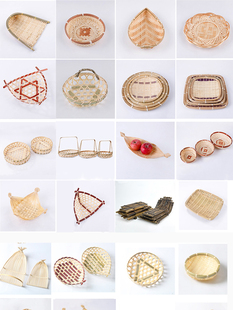 创意手工竹编织竹篮盘子竹篓圆簸箕筛子装 饰竹制品农家编制摆饰小