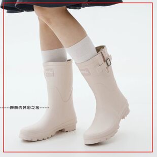 韩国代购rockfish经典款中筒橡胶防滑轻便雨靴英式复古靴子女款