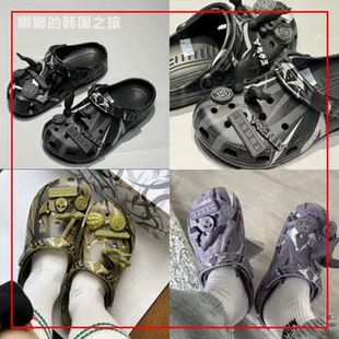 韩国代购Crocs洞洞鞋卡骆驰联名CLOT荆棘带鞋花沙滩鞋拖鞋208700