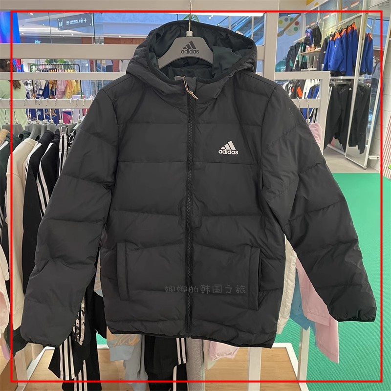 韩国代购Adidas阿迪达斯儿童男女童装鹅绒保暖羽绒服外套HM5205