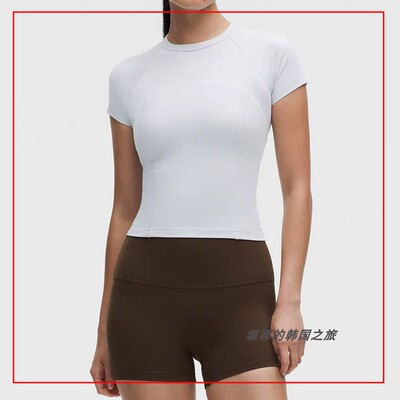 韩国代购lululemon露露乐蒙Ribbed Nulu 女士罗纹短袖T恤LW3KTJS
