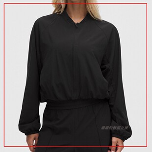 韩国代购lululemon 女士布里兹利飞行员夹克休闲外套短款LW3KR4S