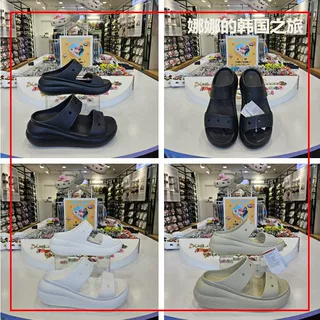 韩国代购正品crocs厚底洞洞鞋卡骆驰泡芙凉鞋女款增高拖鞋207670