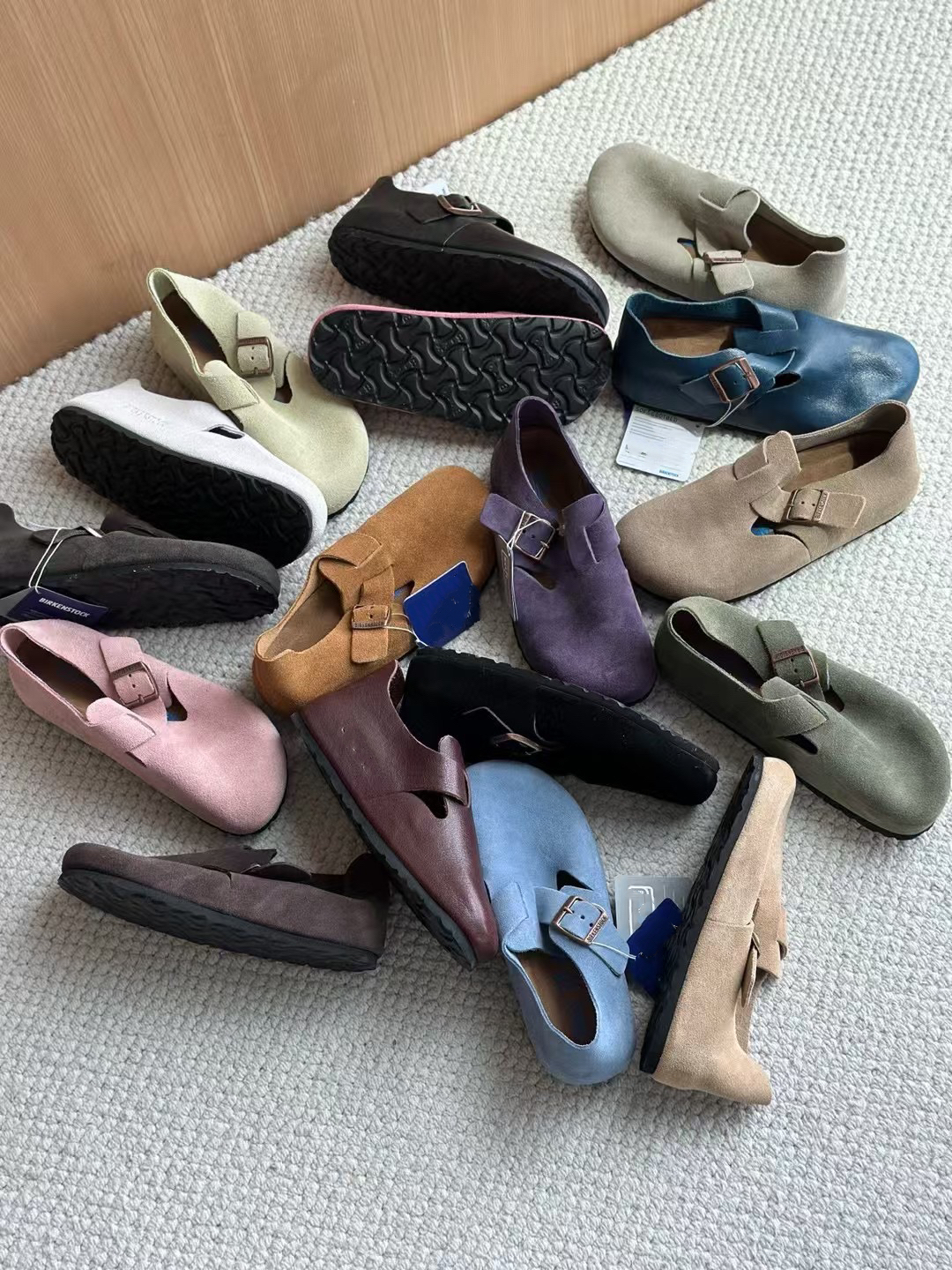 2025新款欧美风复古勃肯鞋女平底圆头真皮水洗皮舒适百搭休闲鞋