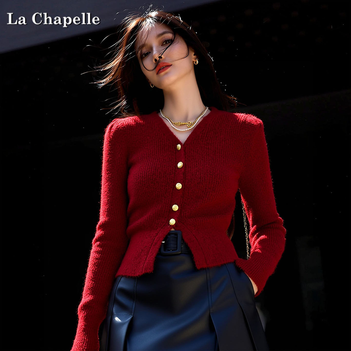 拉夏贝尔2025冬季新款穿搭修身气质针织衫下开叉设计敢百搭上衣女,女装/女士精品,大码内搭,淘宝优惠券,粉丝福利购,淘宝优惠卷