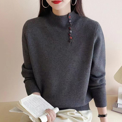 秋冬半高领女毛衣内搭针织打底衫