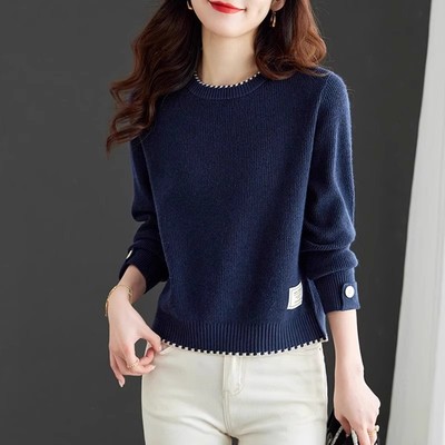 秋冬装圆领针织衫内搭女套头毛衣