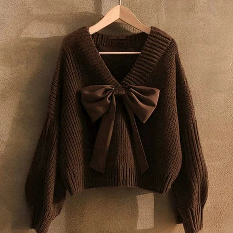 毛衣秋季装女款新款咖色上衣潮
