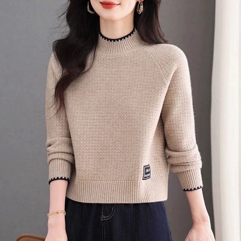 半高领毛衣女秋冬套头针织打底衫