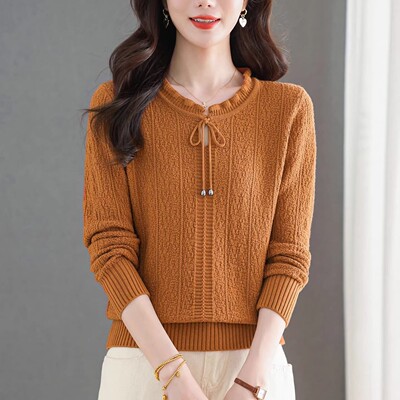 爆款春季圆领针织打底衫百搭毛衣