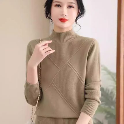 鄂尔多斯市半高领羊毛衫女新款秋冬季加厚女士毛衣爆款羊绒打底衫