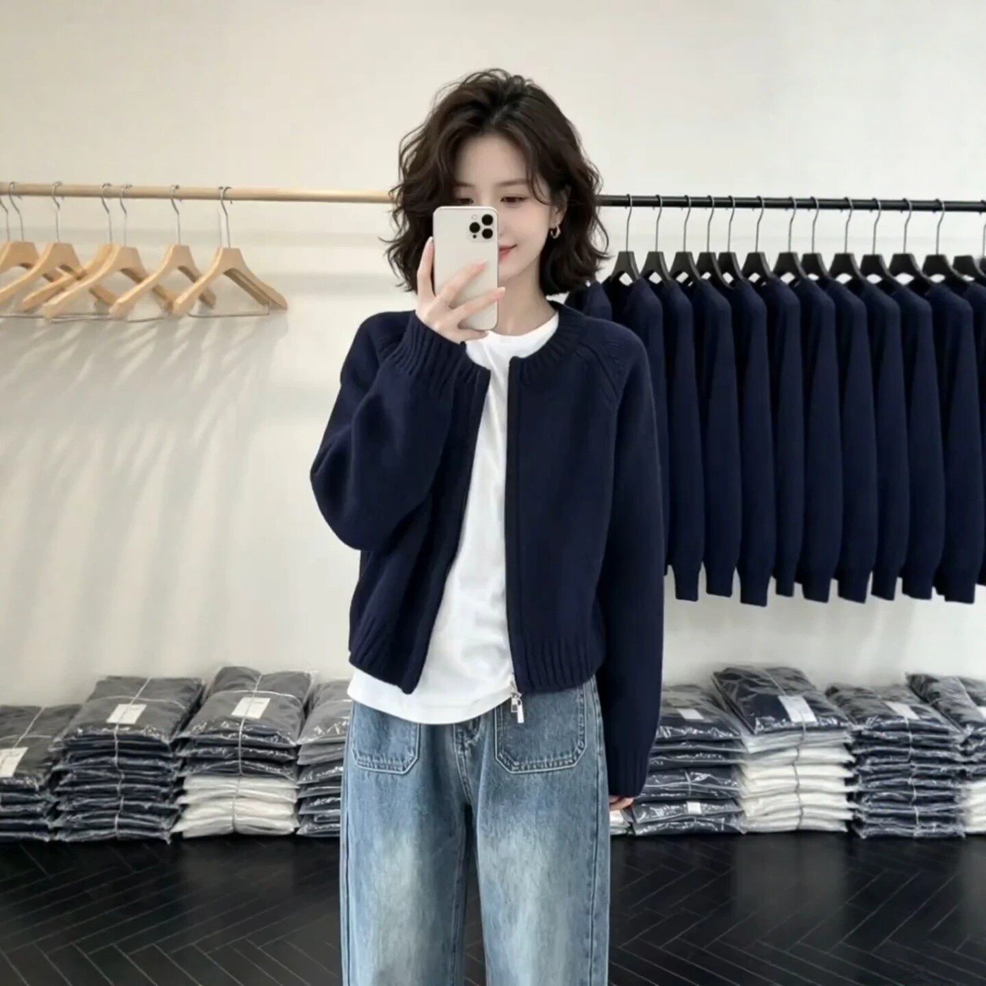 圆领针织毛衣开衫外套女秋季上衣