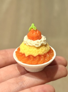 【微缩沙冰系列】橘子冰沙树脂配件 diy仿真食玩小摆件饰品批发