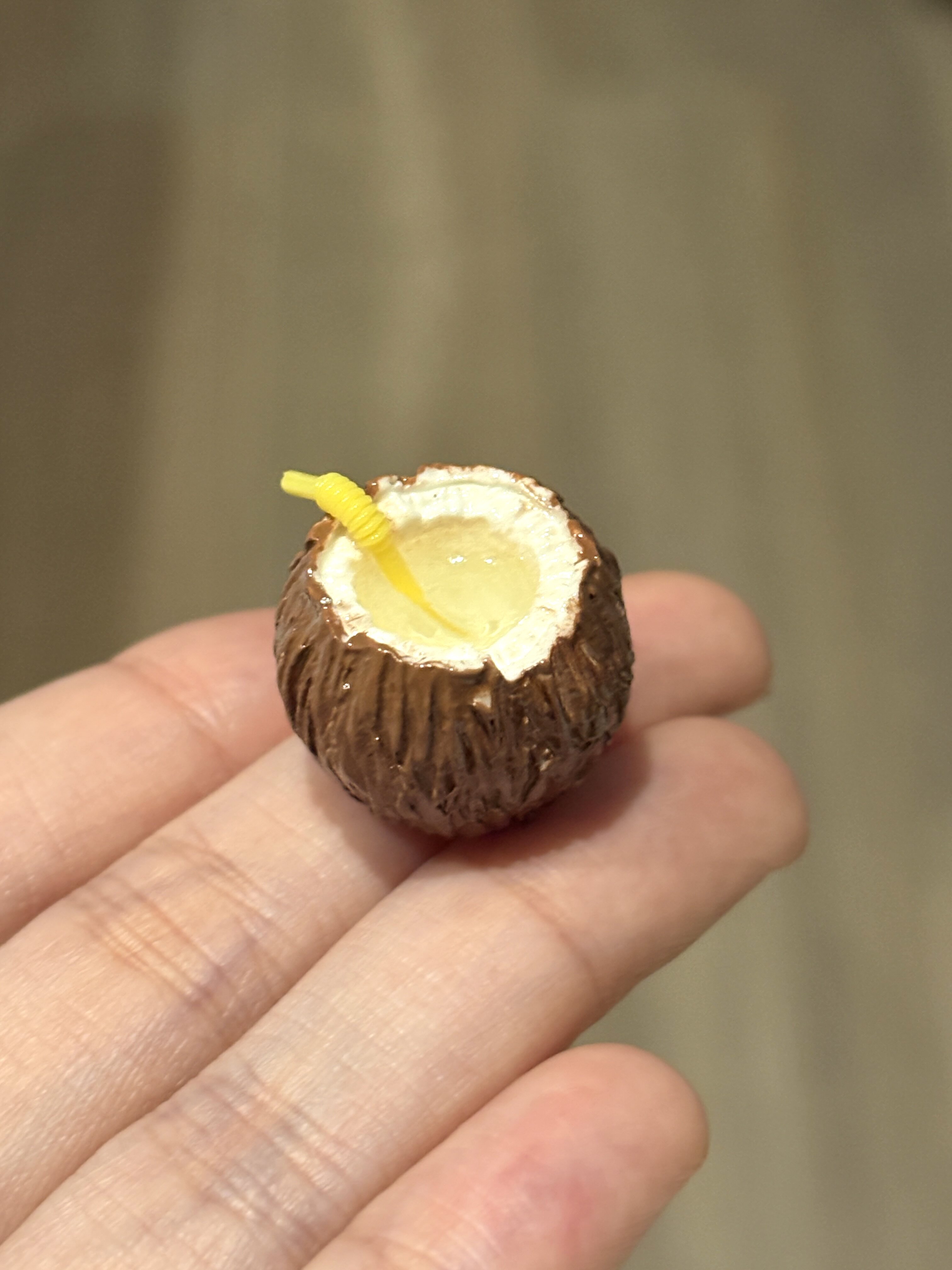 【仿真水果系列】迷你可爱椰子杯造型树脂摆件创意桌面装饰
