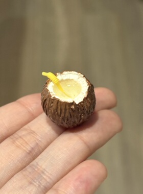 【仿真水果系列】迷你可爱椰子杯造型树脂摆件创意桌面装饰