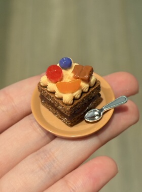 【微缩蛋糕摆件系列】仿真可爱食玩奶油慕斯水果生日蛋糕餐盘勺子