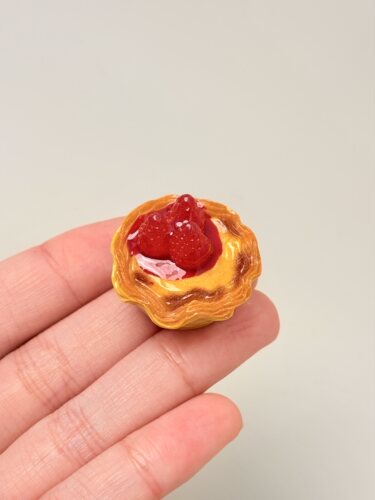 仿真食玩草莓蛋挞微缩不可食用娃娃屋树脂配件过家家玩具