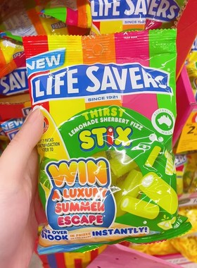 澳洲代购直邮Life Savers混合水果Sherbert Fizz气泡圆管软糖220g