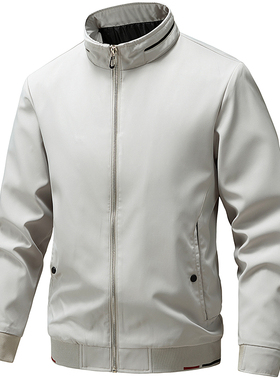 夹克Autumn Jacket Men StandCollar Solid Business Casual Coat