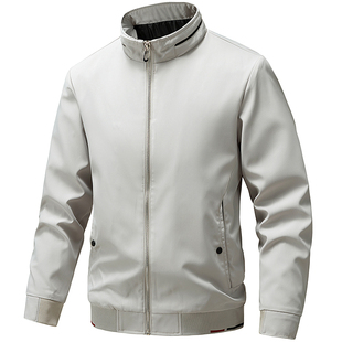 夹克Autumn Jacket Men StandCollar Solid Business Casual Coat