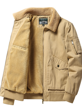 Winter Cargo Jacket Men Thick Fleece Work Coat Thermal Parka