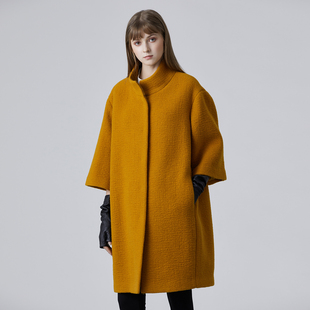 心随 羊羔毛泡泡呢茧形双面异色大衣 秋冬新款