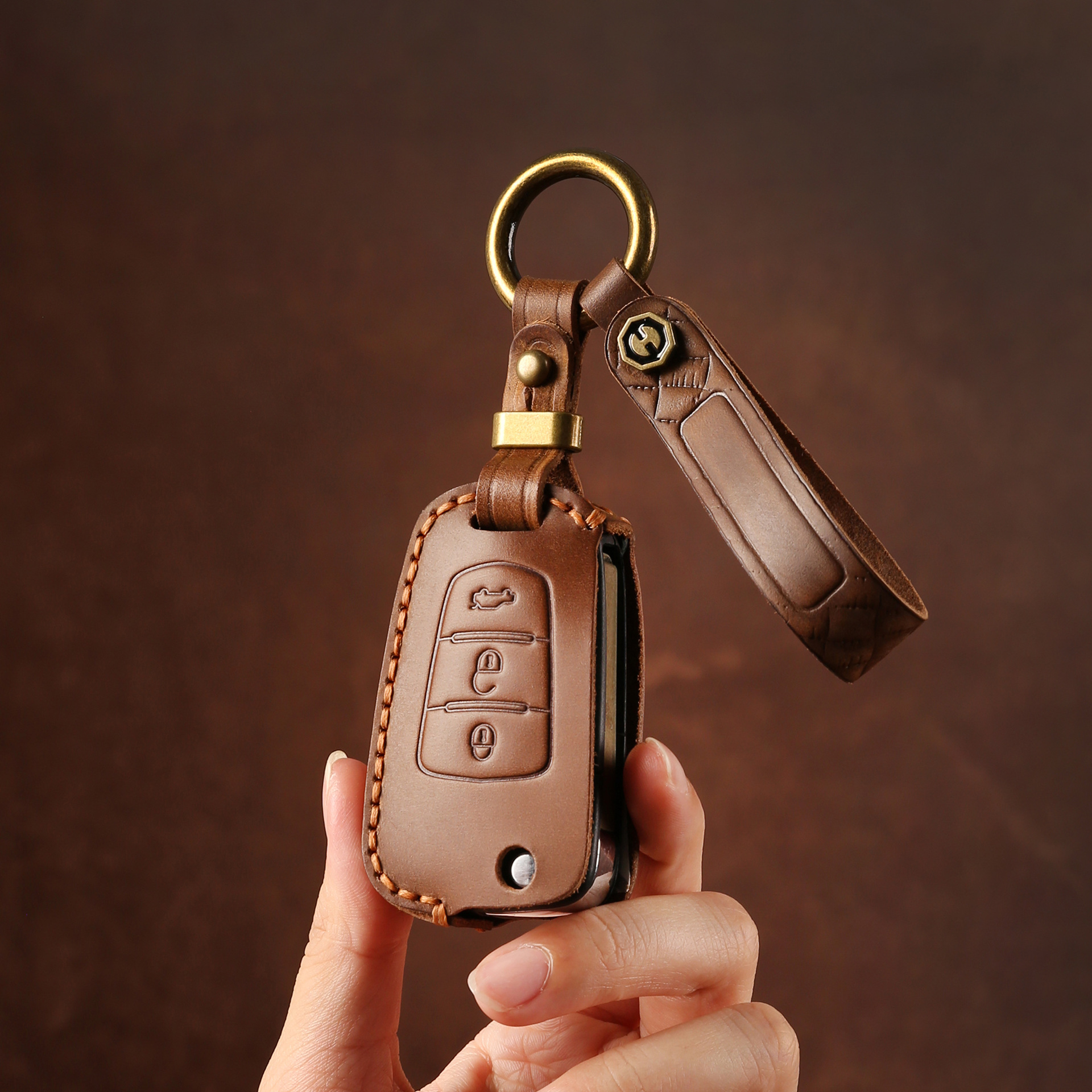 适用于海马s5钥匙套m6汽车m3爱尚EV真皮S5青春版E3折叠钥匙包扣