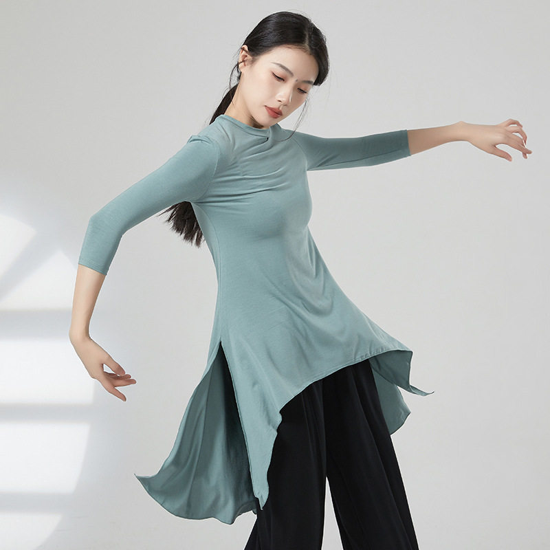 共妍不规则开叉五分袖现代舞服图片