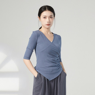 现代舞形体舞练功服古典舞春夏中袖舞蹈服艺考跳舞上衣服装女教师