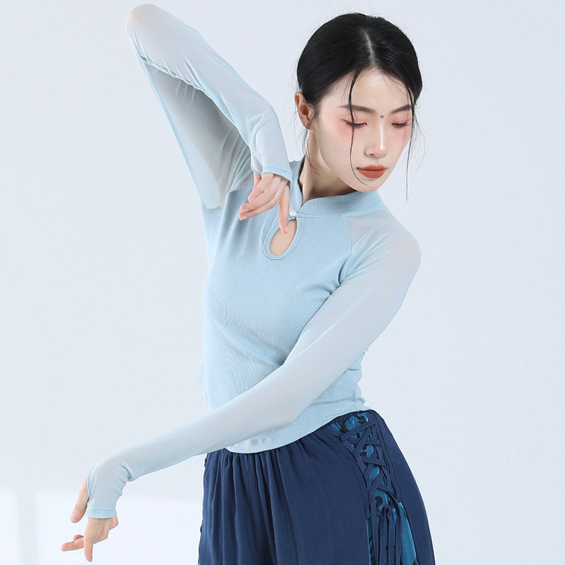 舞者之歌古典舞修身拼接纱袖舞服