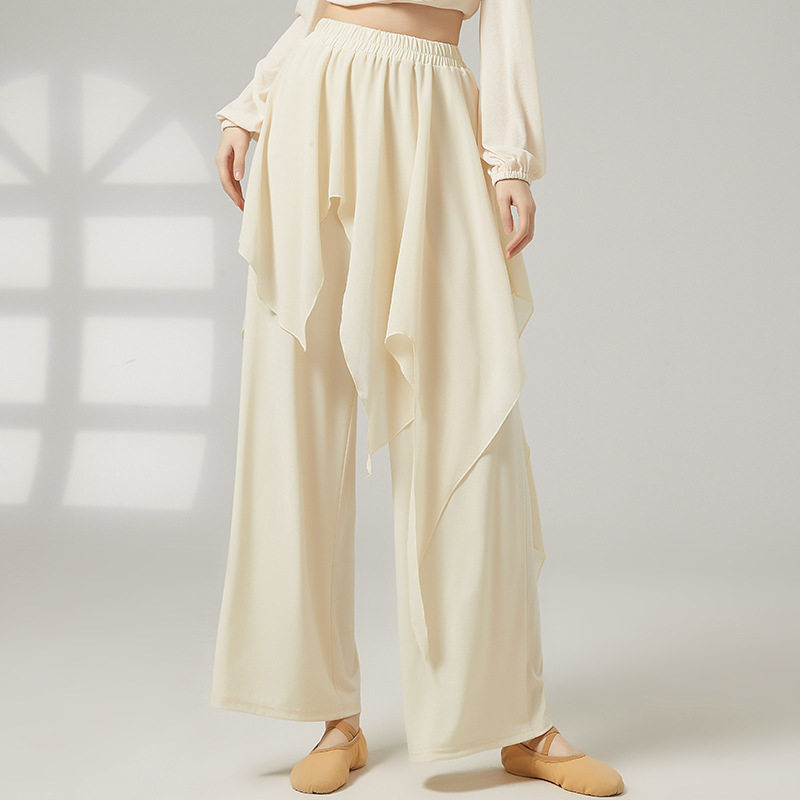 现代舞练功服舞蹈裤裙女宽松新款演出服古典舞飘逸拼接阔腿裤