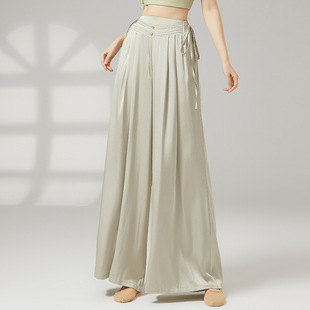 古典舞裤子中国舞练功服现代舞阔腿裤演出服女飘逸缎面舞蹈裤新款